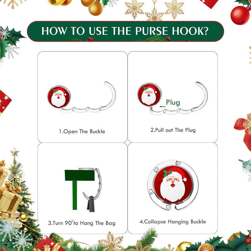 BEAVOING EAVOING Christmas Stocking Holders for Mantle Set 3, Non-Slip & Foldable Mantle Hooks for Stockings Hangers Xmas Mixed Pattern for Fireplace Christmas Decor Party Decoration - Image 4